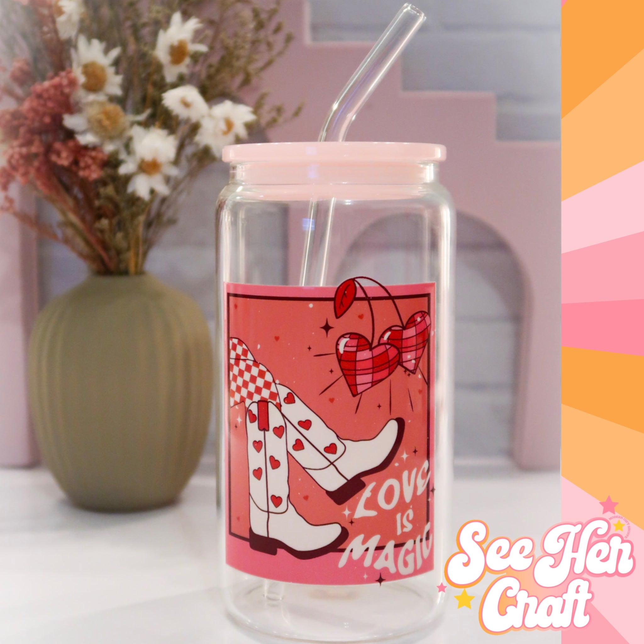 "Love Is Magic" Glass Can