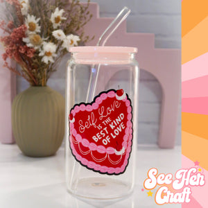 "Self Love Club" Glass Can