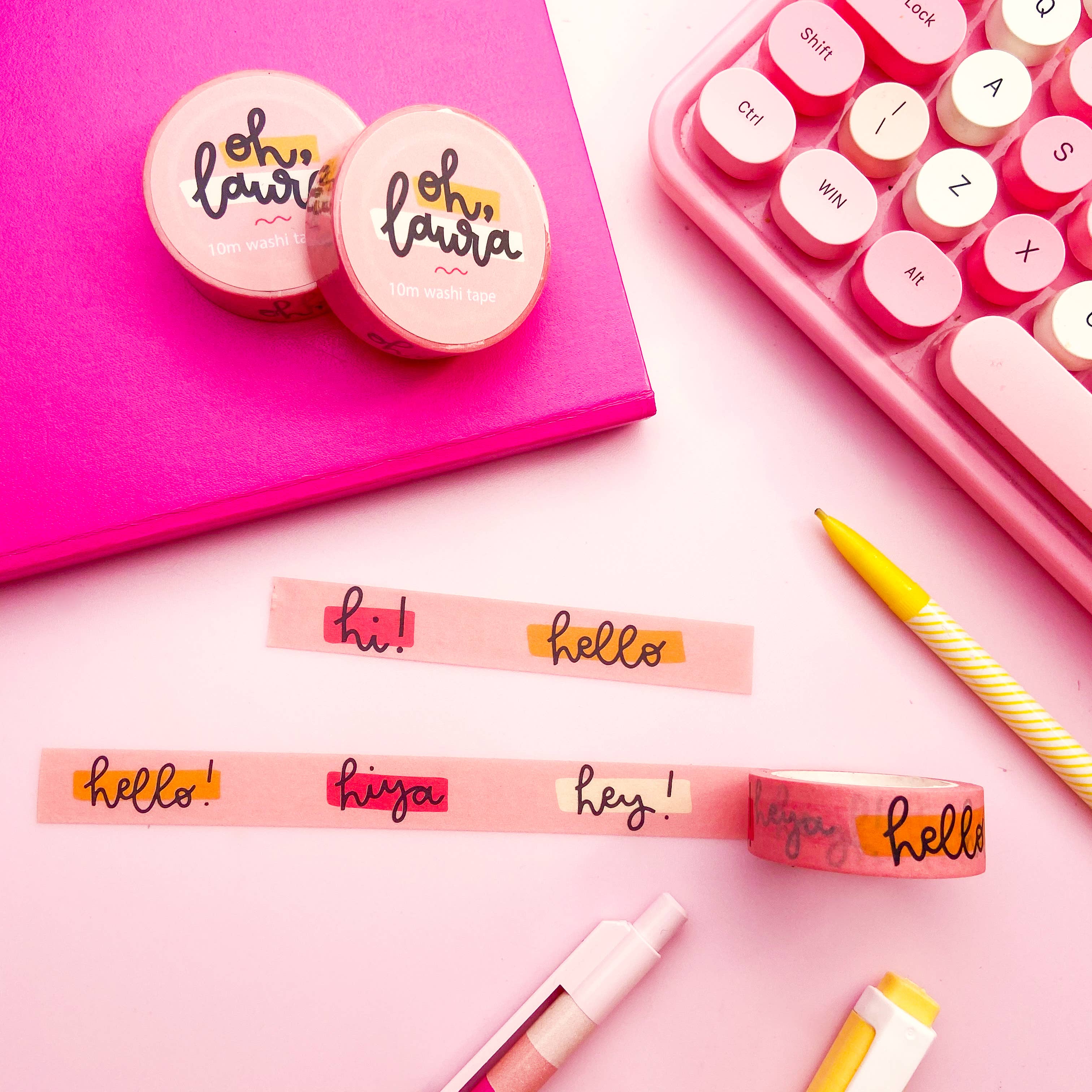 "Hello" Pink Washi Tape